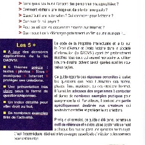 2007 (2/12) • L’objectif étant d’intégrer toutes les dispositions légales du droit européen de la propriété intellectuelle, du général au particulier et vice versa, en une solution de concept de master franchise web de R&D sociétale • ISBN: 9-782840-014058 • Page web: https://www.eyrolles.com/Droit/Livre/guide-pratique-du-droit-d-auteur-9782840014058/ • Numérisation: Daniela BERNDT.